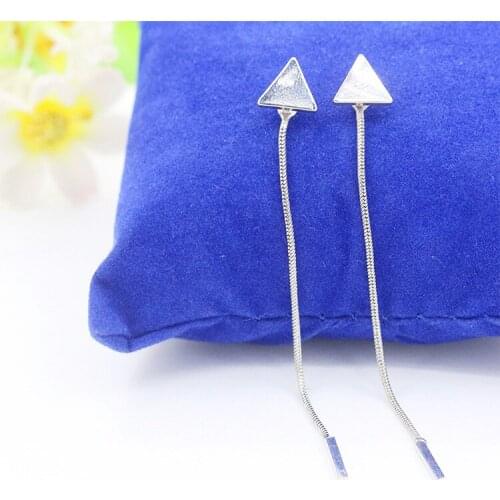 2019 Simple European and American Fashion New Gold Triangle Metal Chain Tassel Elegant silver color Earrings Jewelry