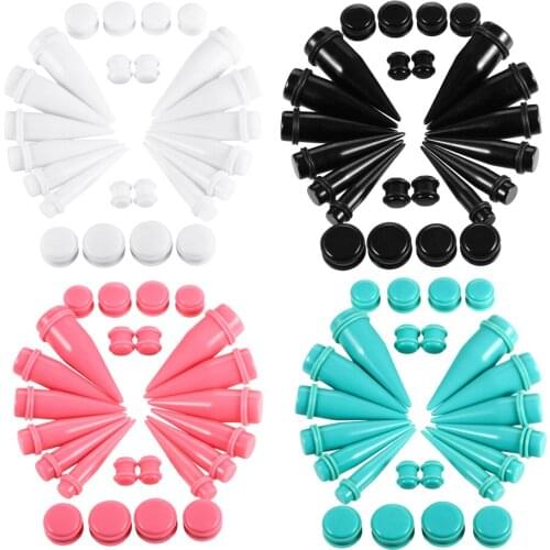 24pcs/Set Ear Taper and Plug Stretching Acrylic Expander Stretching Kits wholesale Ear Gauges Body Piercing Jewelry 10mm-20mm