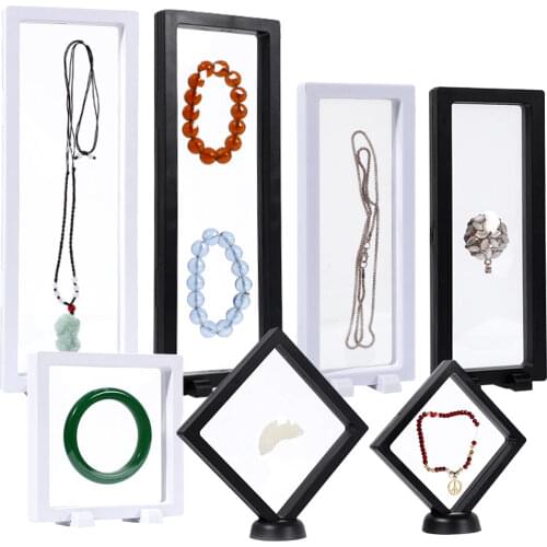 5/10PCS Transparent PE film Display Box Stand Suspension Frame For Medallion Coin Jewelry Bracelet Ring Earring 3D Floating View