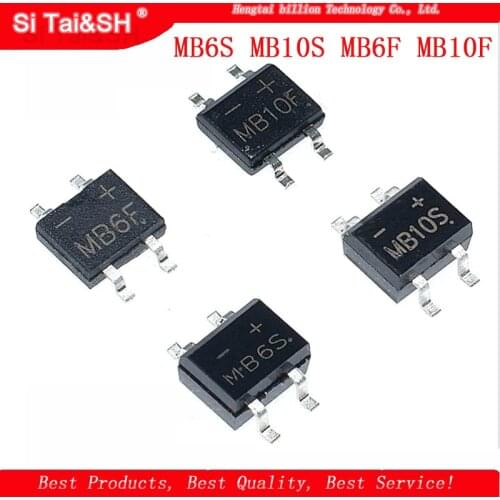 50pcs/Lot MB6S MB10S MB6F MB10F SOP-4 Bridge Rectifier