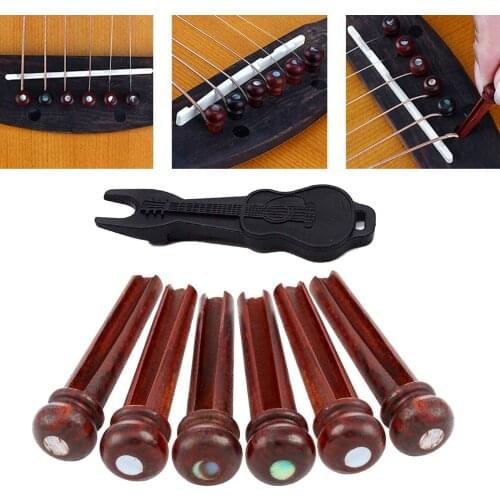 6 Pieces Wooden Acoustic Folk Guitars Stakes Pegs Maintenance Pin