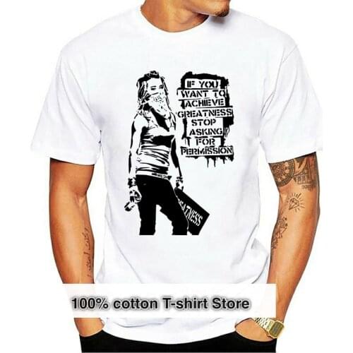 Banksy street art stop asking for permission girl women white clothing t shirt Cartoon t shirt men Unisex New Fashion tshirt