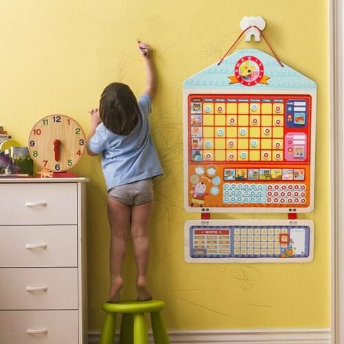 Wooden Cartoon Magnetic Jigsaw Baby Puzzle Educational Reward Activity Responsibility Chart Calendar Kids Schedule Learning Toys