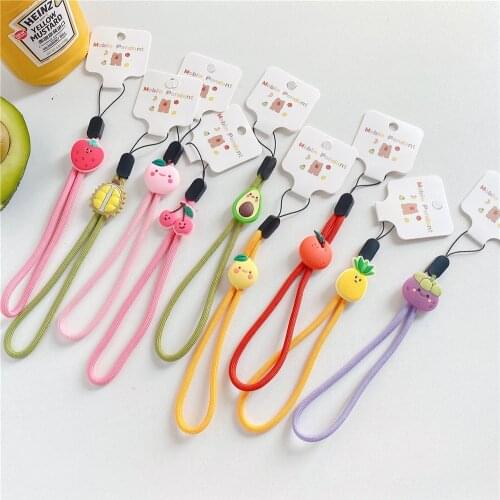 Fruit Nylon Phone Strap Key Ring Silicone Loop Unique Soft Universal Mobile Phone Charm Lemon Avocado Lanyard for iPhone