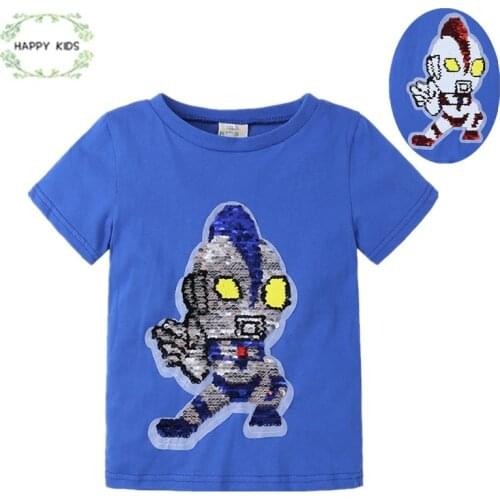 T-Shirts For Boys Baby T Shirt cartoon anime Reversible Sequin T Shirt Switchable Toddler short sleeve Tee With Sequins DSY384