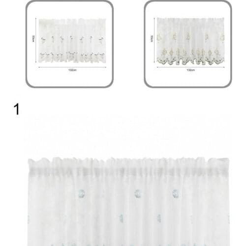 Exquisite Durable Cafe Floral Embroidered Sheer Window Curtain for Office