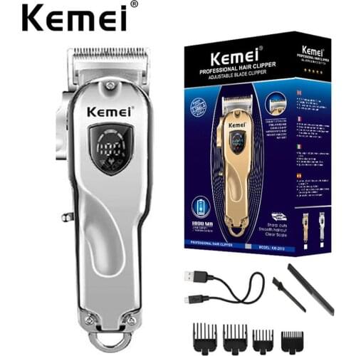 KM-2010 Hair Clipper All-metal Barber Professional Electric Cordless LCD Hair Trimmer Gold Silver Hair Cutting Machine Mower