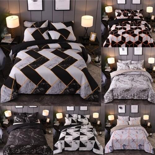 Marble Comforter Bedding Set Black White Geometric Nordic Simple Bedding Queen King Sizes Duvet Cover Pillowcase 3pcs polyester