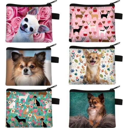Lovely Dog Chihuahua Dog Printing Coin Purse Girls Mini Wallet Womens Purses and Handbag Mini Jewelry Bags Gift