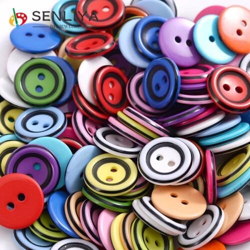 15mm 50-200Pcs/Pack Double Color Round 2Holes Scrapbooking Sewing Clothes Mixed Colors Resin Buttons For Clothes Diy Accessories