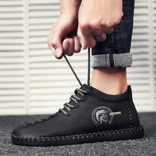 Masorini New Split Leather Breathable Men Shoes Comfortable Loafers Rubber PU Lace-Up High-Quality Hot-Sale Footwear WW-405