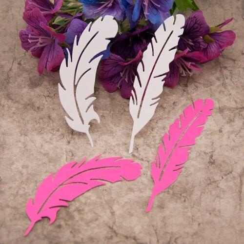 2pcs Feathers Metal Cutting Dies for DIY Scrapbooking Crafts Album Embossing Folder Dies Stencils Maker Photo Template Decorn