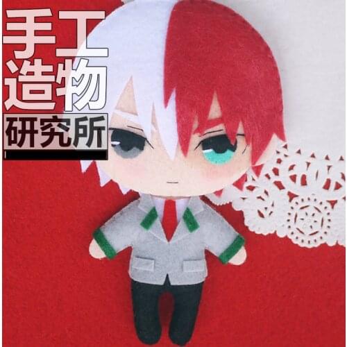 My Hero Academia Todoroki Shouto 12cm Keychain Handmade Materical Package Toys Mini Doll Stuffed Plush #4216 Children Gift