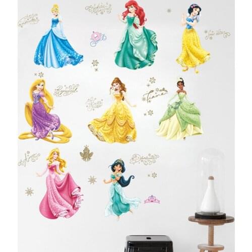 Cartoon Princess Theme Wall Stickers For Girls Room Door Wall Decoration Diy Kids Bedroom Mural Art Pvc Posters Home Decals