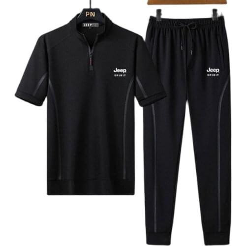 Mens Short Sleeve T-Shirt Loose XL Two Piece Mens Solid Color Sports Suit Summer trend