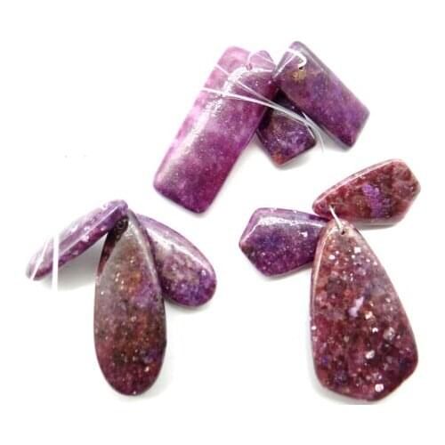 Natural Stone Quartz crystal purple mica stone Water Drop Pendant for diy Jewelry making necklace Accessories 1set