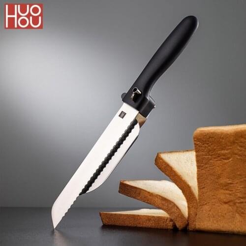 Huohou Stainess Steel Bread Knife 18CM Serrated Blade Sawtooth Sharpness Cutter Adjustable Thickness Fruit Knife for xiaomi