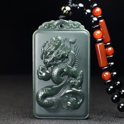 Natural Hand-Carved Jade Pendant Charm Jadeite Necklace Fashion Accessories Women Men with Chain Fashion Jewelry