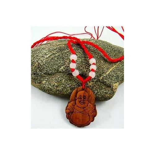 Peach wood Happy Buddha Tibetan Buddhism Amulet Pendant