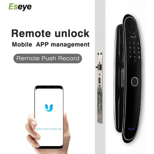 Eseye 2021 Camera Function USmart Go APP Smart Door Lock Biometric Fingerprint Lock Remote Password IC Card Key Unlock