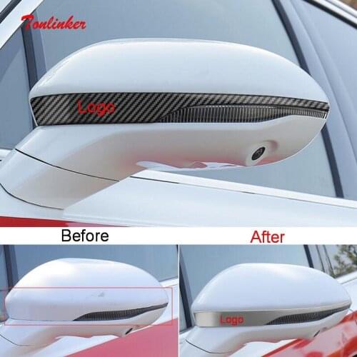 Tonlinker Exterior Car Rearview Mirror Cover Sticker For FAW HONGQI H9 2020-2021 Car Styling 2 PCS Stainless steel Cover Sticker