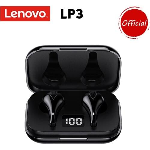 Lenovo LP3 TWS Bluetooth 5.0 Earphones Wireless Waterproof Headsets Low Latency Stereo Sound Headphones with LED Power Display