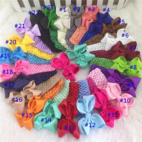 XIMA 3inch Ribbon Hair Bows Headbands 1.5inch Crochet Headband for Girls and Kids Children Headwear 23pcs/lot