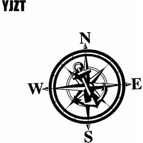 YJZT 16CM*15.5CM Decor Art Vinyl Car Sticker Decal Navy Compass Black/Silver C10-01782