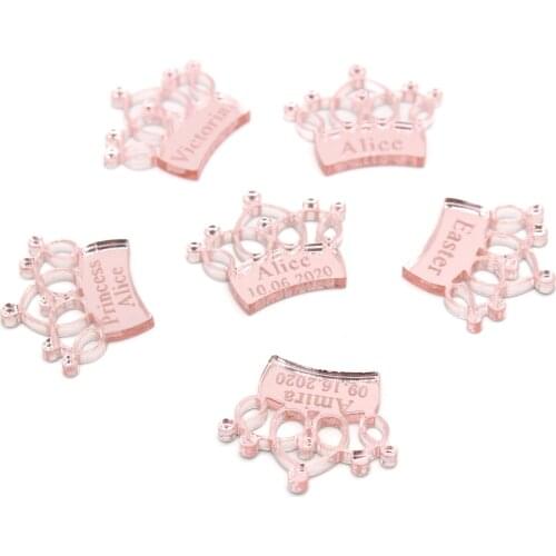 50 * Customized Princess Baby Shower Mirror Crown Table Centerpiece Decoration 1th Birthday Party Prince Christening Plaque