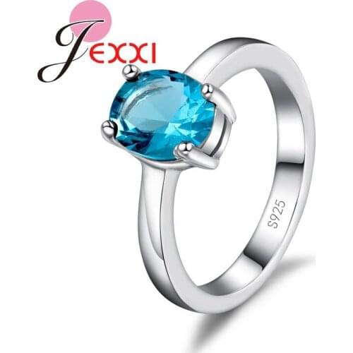Simple Stylish Shinning Women Finger Rings Oval Crystal Jewelry 925 Sterling Silverful Cubic Zircon Ring Wholesale