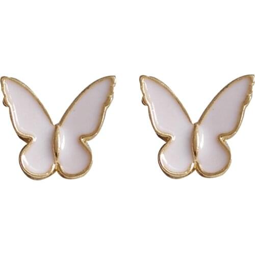 Wholesale 2020 S925 Silvery Female Butterfly Earrings Cool Drop Oil New Style Ear Stud Retro Temperament Fresh Short Wholesale