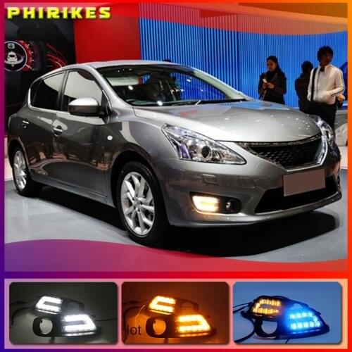 1 Pair For Nissan Tiida 2011 2012 2013 2014 2015 of 12V Car Auto LED Daytime Running Light Lamp DRL Fog Lamp Cover Fits