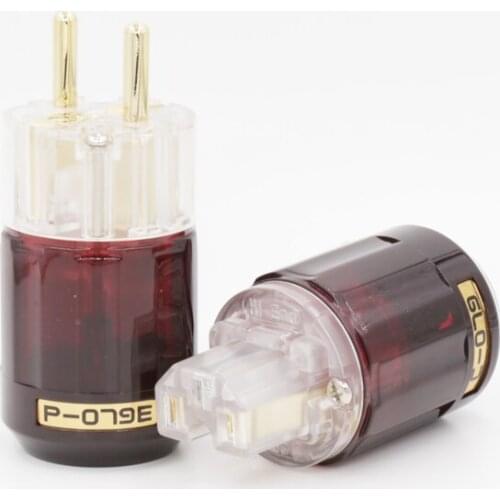 10Pairs Gold Plated C079 IEC Plug+ P079E 24k Gold-Plated Schuko EU Plug For Power cable DIY