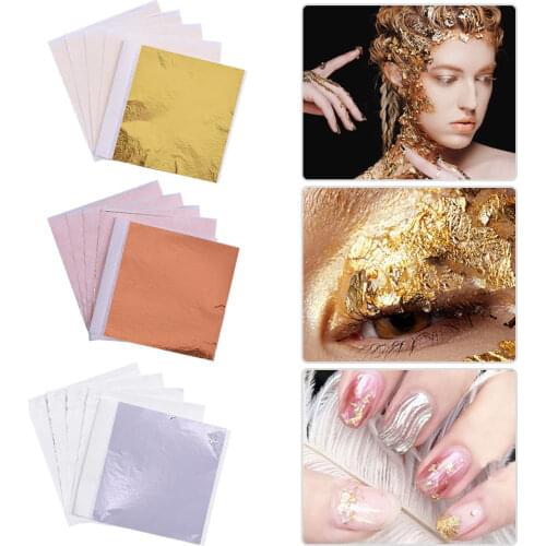 100Pcs Gold Leaf Art Craft Design Paper Imitation Gold Slive Copper Foil Papers DIY Craft Gifts Decor Leaves Sheets 14x14cm
