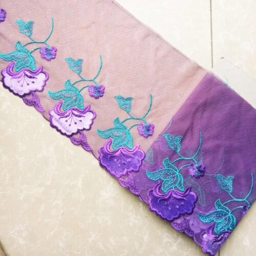 16Yards Lingerie Lace Trim Flower Purple Mesh Net Ribbon Sewing DIY Appliques Fabric For Underwear Bra