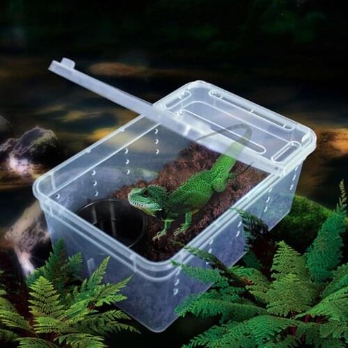 40# Transparent Plastic Food Storage Amphibian Insect Reptile Breeding Feeding Box Transport Feeding Case Pet Products