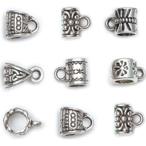 50Pcs/Bag Antique Silver Tibetan Beads Charms Big Hole Cup Shaped Beads for Jewelry Making DIY Craft