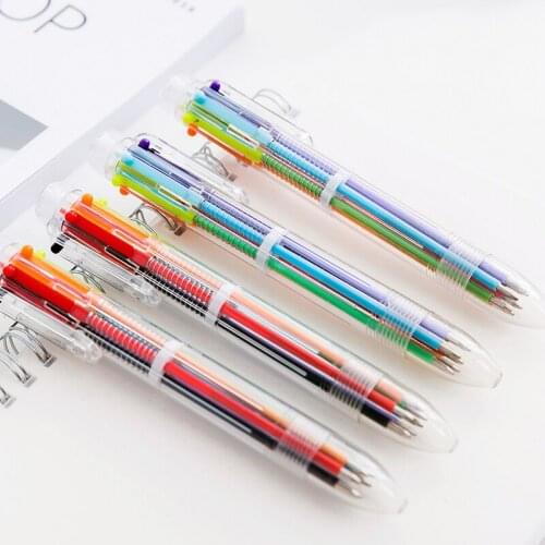 6 In 1 Colorful Pens Novelty Multicolor Ballpoint Pen Multifunction Stationery School Supplies 3pcs/Lot