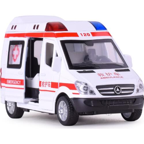 1:32 Alloy Ambulance Police Cars Diecasts & Toy Vehicles Model Fire Truck Metal Pull Back Sound & Light Car Toys For Children