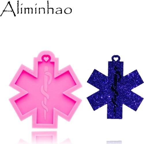 DY0300 Shiny First aid life star medical logo mold Silicone Molds DIY epoxy mould silicon Resin Crafting molds keychains Moulds