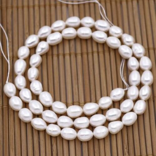 5mmX7mm Teardrop Natural White Pearl stone Loose Beads Jewelry Making 14"