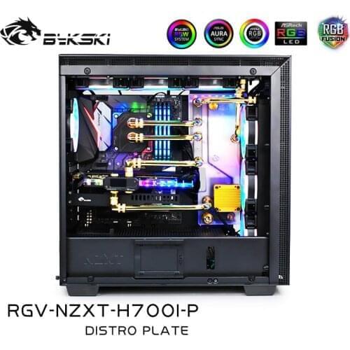 Bykski RGV-NZXT-H700I-P, Waterway Boards For NZXT H700I Case, RBW 5V Lighting, For Intel CPU Water Block & Single GPU Building