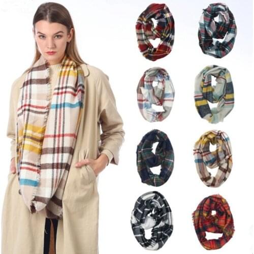 CH-526 Scarf For Women Knitted Spring Winter Plaid Warm Imitation Cashmere Scarves