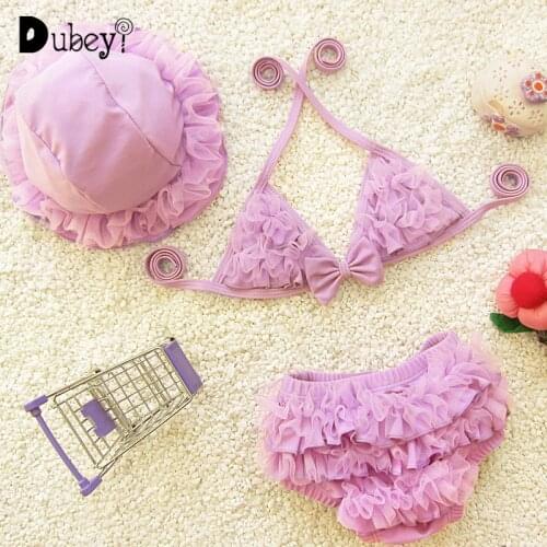 Kids Swimwear for Girls 0 To 3 Months Baby Girl Swimwear Cap 2 Piece Set Bikini Baby Girl Bath Tub Set Suspender Swim