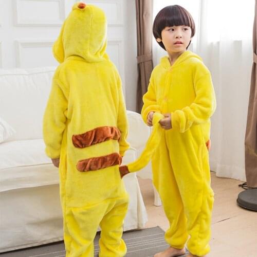 Kids Kugurumi Onesie Animal Cartoon Yellow Anime Cosplay Costume Flannel Pajama One Piece Boy Girl Child pyjama Sleep Suit
