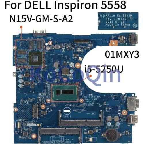 KoCoQin CN-01MXY3 01MXY3 Laptop motherboard For DELL Inspiron 5558 i5-5250U LA-B843P SR26C N15V-GM-S-A2 DDR3 Mainboard