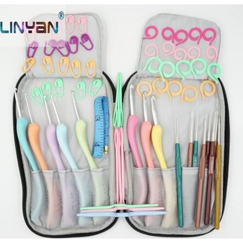 Home Use Sewing Tool Crochet Hooks Set Needles Storage Bag DIY Craft Sewing Tools Knitting Needles Aluminum Classical Style zl50