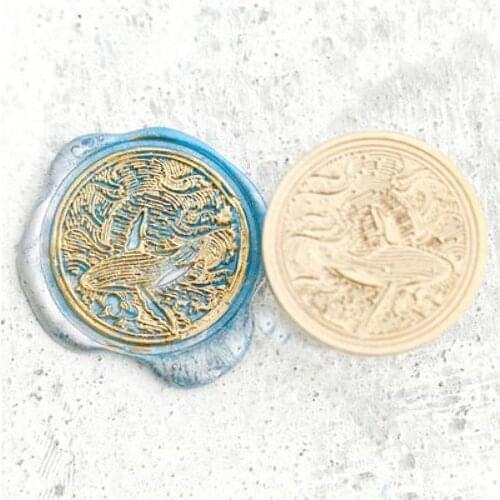 Stamp head of Whale sea wave Retro Wood Stamp Sealing Wax Seal Stamp Wedding Decorative sealing Stamp wax seals