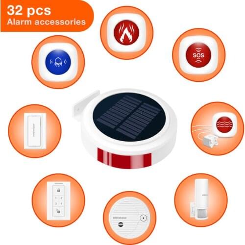 KOOCHUWAH GSM Solar Alarm DIY KIT GSM Home Alarm System 2G SIM Card Solar Powered Burglar Alarm Keyboard Control for Home/RV