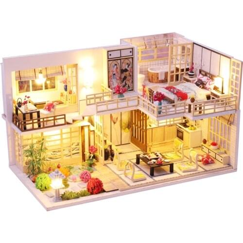 Cutebee DIY DollHouse Wooden Doll Houses Miniature Dollhouse Furniture Kit Toys for children New Year Christmas Gift Casa